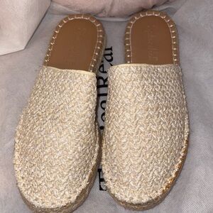 Splendid Cream Woven Slip On Mules